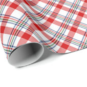 クラシック赤伝統的緑ブルーホワイトプレイド ラッピングペーパー (ロールコーナー)