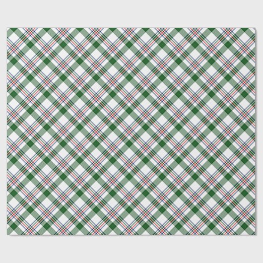 クラシック赤伝統的緑青ギンガム ラッピングペーパー (フラット)