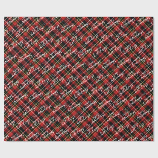 クラシック赤伝統的黒黄白色プレイド ラッピングペーパー (フラット)