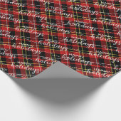 クラシック赤伝統的黒黄白色プレイド ラッピングペーパー (角)