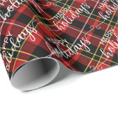 クラシック赤伝統的黒黄白色プレイド ラッピングペーパー (ロールコーナー)