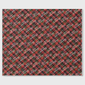クラシック赤伝統的黒黄白色プレイド ラッピングペーパー (フラット)