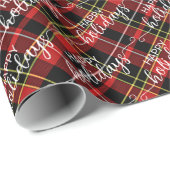 クラシック赤伝統的黒黄白色プレイド ラッピングペーパー (ロールコーナー)