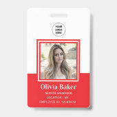 クラシック赤名企業の役職従業員写真ID バッジ (正面)