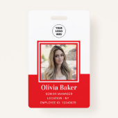 クラシック赤名企業の役職従業員写真ID バッジ (正面)