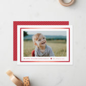 クラシック赤枠フォトバレンタインデー ノートカード (正面/裏面インサイチュ)