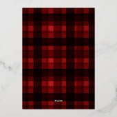 クラシック赤格子雪メリークリスマスフォト 箔シーズンカード (裏面)