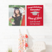 クラシック赤灰色カスタム写真卒業バナー 横断幕 (インサイチュ)