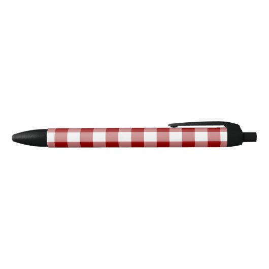 クラシック赤白水牛チェック格子柄 黒ボールペン (トップ)
