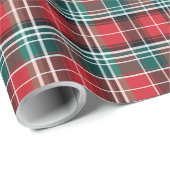 クラシック赤素朴と緑の格子縞 ラッピングペーパー (ロールコーナー)