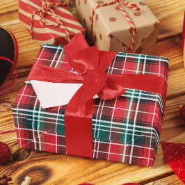 クラシック赤素朴と緑の格子縞 ラッピングペーパー