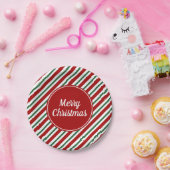 クラシック赤緑のパタストライプーン ペーパープレート (パーティー)