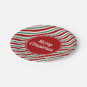 クラシック赤緑のパタストライプーン ペーパープレート (アングル)