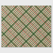 クラシック赤緑水彩格子模様 ラッピングペーパー (フラット)