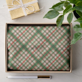 クラシック赤緑水彩格子模様 薄葉紙