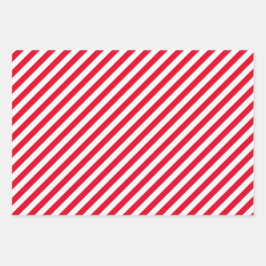 クラシック赤緑金ゴールドクリスマスストライプパターン ラッピングペーパーシート