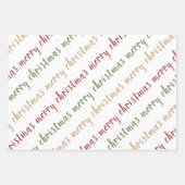 クラシック赤緑金ゴールドメリークリスマス ラッピングペーパーシート (正面)