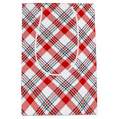 クラシック赤緑青白格子模様 ミディアムペーパーバッグ (正面)