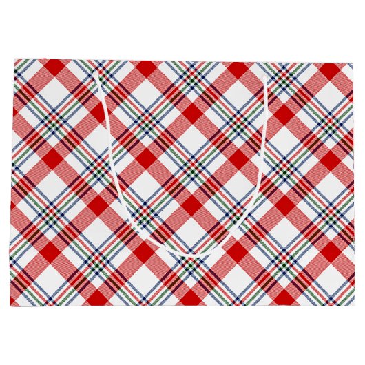 クラシック赤緑青白格子模様 ラージペーパーバッグ (裏面)