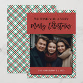 クラシック赤緑Plaid One写真 シーズンカード (正面/裏面)