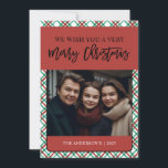 クラシック赤緑Plaid One写真 シーズンカード<br><div class="desc">クラシックレッドと緑の格子状のデザインとスクリプトフォントこれらの写真クリスマスカードは常にスタイルにある！</div>