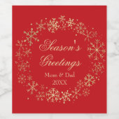 クラシック赤金ゴールドの季節の挨拶 ワインラベル (シングルラベル)