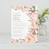 クラシック赤面エレガントカップルブライダルシャワー 招待状 (スタンド正面)