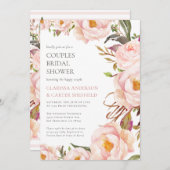 クラシック赤面エレガントカップルブライダルシャワー 招待状 (正面/裏面)