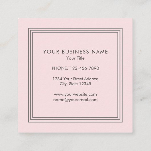 クラシック赤面エレガントピンクトリプルフレーム スクエア名刺 (裏面)