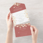 クラシック赤面ボホ結婚ワイルドフラワーズ オールインワン招待状 (貼ってはがせる)