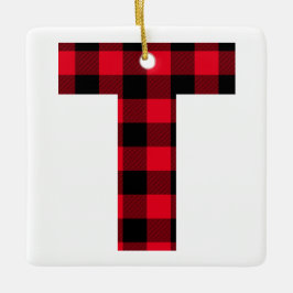 クラシック赤黒バッファローチェックTモノグラム セラミックオーナメント