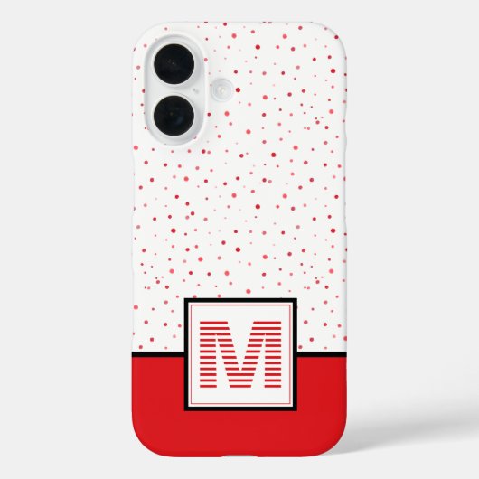 クラシック赤+白モノグラストライプのム水色ドット Case-Mate iPhoneケース (裏面)