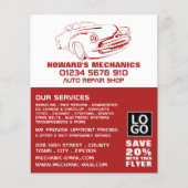 クラシック赤、自動整備士&修理広告ズ チラシ (正面)