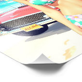 クラシック車でビーチの少女 フォトプリント            (角)