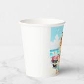 クラシック車でビーチの少女 紙コップ (右)