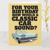 クラシック車のおもしろい誕生日グリーティングカード カード (黄色い花)