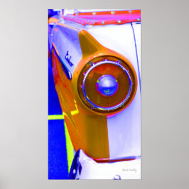 クラシック車のテールライト飽和色 ポスター