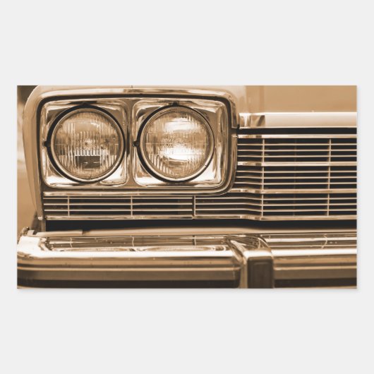 クラシック車のヘッドライトのクローズアップ 長方形シール (正面)