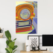 クラシック車のヘッドライトのグリル飽和色 ポスター (ホームオフィス)