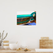 クラシック車のヘッドライトのグリル飽和色 ポスター (キッチン)