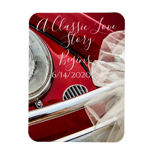 クラシック車のラブストーリーが日付を保存 マグネット (縦)