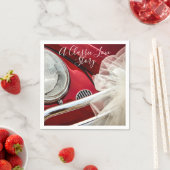 クラシック車のラブストーリー赤い白 スタンダードカクテルナプキン (インサイチュ)