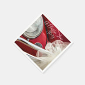 クラシック車のラブストーリー赤い白 スタンダードカクテルナプキン (角)