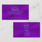 クラシック車のロゴ – アイスブルースポーツカーの紫色 名刺 (正面/裏面)