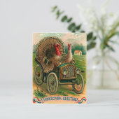 クラシック車の七面鳥のカップル、ヴィンテージ おもしろい ポストカード (スタンド正面)