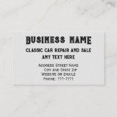 クラシック車の修理販売ヴィンテージ名刺 名刺 (裏面)