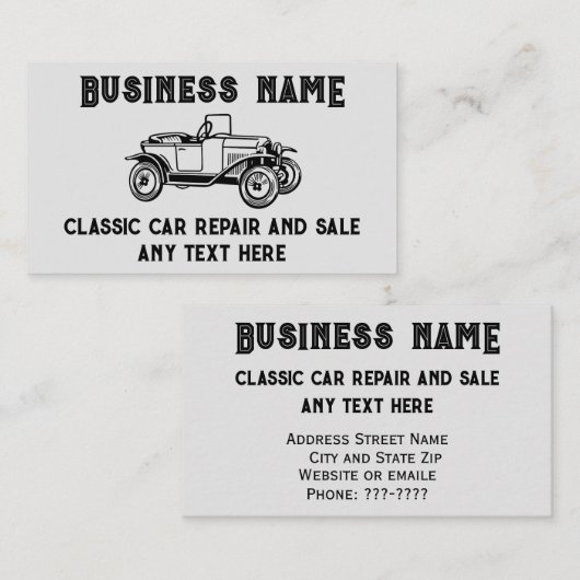 クラシック車の修理販売ヴィンテージ名刺 名刺 (正面/裏面)