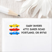 クラシック車の図解入りの、写真付きのヴィンテージ ラベル (インサイチュ)