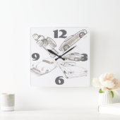 クラシック車の壁時計 スクエア壁時計 (ホーム)
