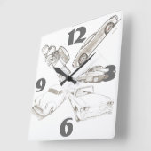 クラシック車の壁時計 スクエア壁時計 (傾斜)